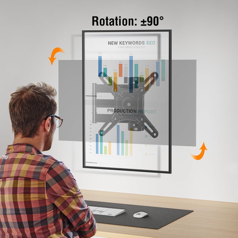 ELIVED Full Motion TV Monitor Wall Mount for Most 14-42 Inch LED LCD Flat Screen TVs & Monitors, Swivel Tilt Extension Rotation tv Mount Bracket Max VESA 200x200mm, up to 44 lbs. - Image 2